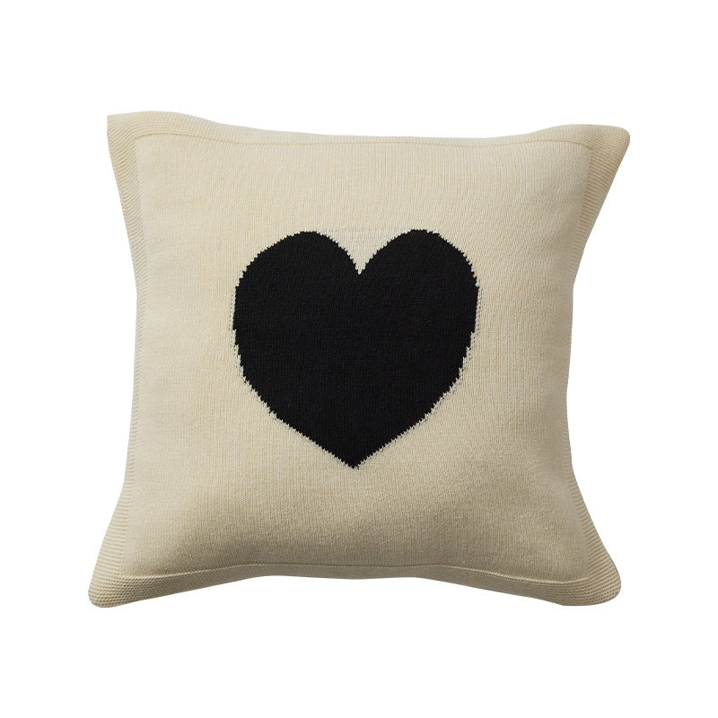 Schwarz/Weiß Vintage Wolle Sofakissen - Nordic Style 45x45cm