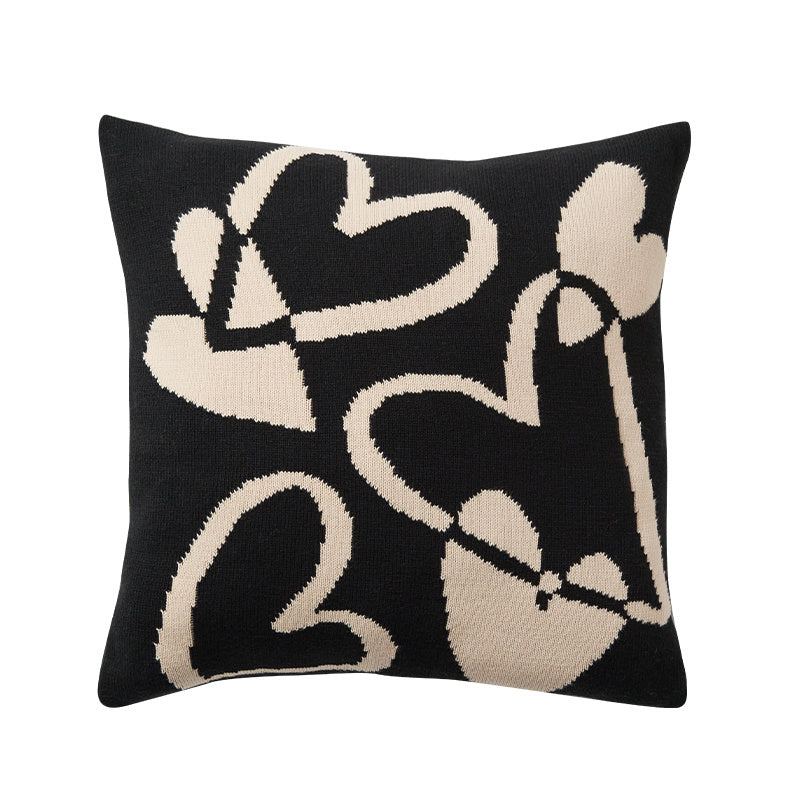 Schwarz/Weiß Vintage Wolle Sofakissen - Nordic Style 45x45cm
