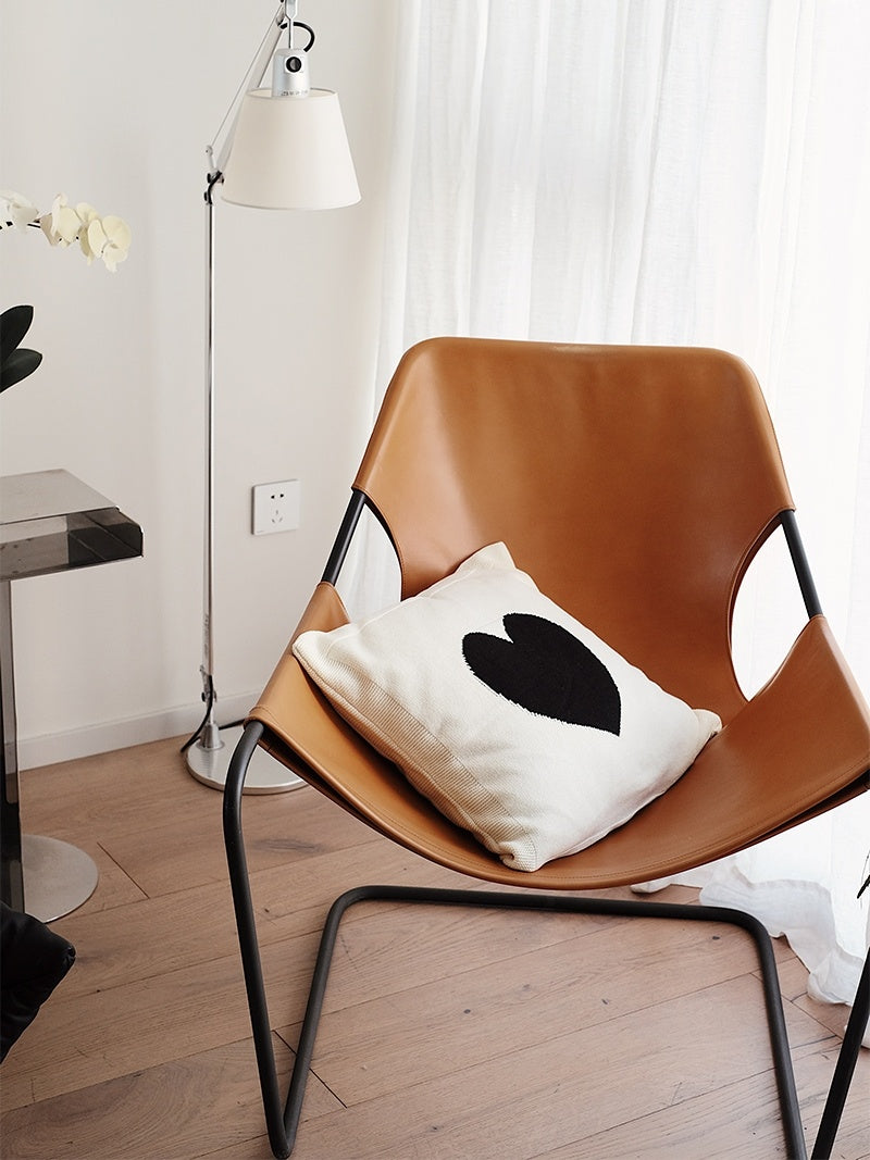 Schwarz/Weiß Vintage Wolle Sofakissen - Nordic Style 45x45cm